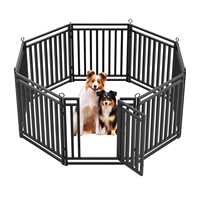 Valla de seguridad plegable de acero para mascotas, puerta doble de 360 grados, barrera para animales para el hogar, escalera, puerta de seguridad para perros y gatos, para exteriores