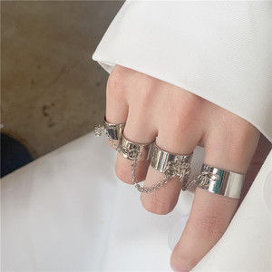 Anelli di moda in argento per donne e uomini amanti coppia anelli 4 pz/<span class=keywords><strong>set</strong></span> fidanzamento matrimonio cubano a catena anelli aperti nuovi gioielli - Product Image 6