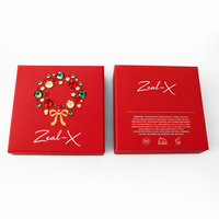 Boîte rigide rouge de Noël avec logo personnalisé pour l'emballage de barres de bain parfumées, boîte cadeau de luxe avec couvercle et base, avec séparateur en carton