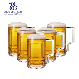 高品质大啤酒玻璃杯，带手柄，在酒杯上定制徽标，用于酒吧酒精饮料套装