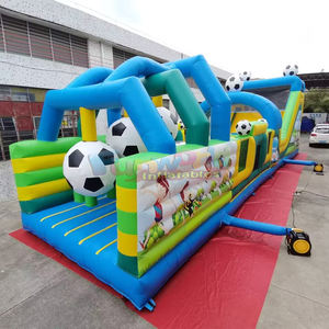 Giant <b>inflatable</b> football obstacle course parcours d'obstacles gonflable commercial kids bounce <b>house</b> and slide combo bouncer - Product Image 2