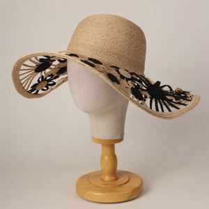2025 New Arrival Spring Summer Women Elegant Flower Raffia Straw <b>Hat</b> Wide Brim Travel Beach Hollow Out Floppy Sun <b>Hat</b> - Product Image 2