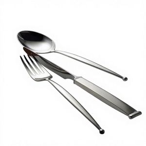 Ensemble de couverts en acier inoxydable écologiques au design moderne pour la table à manger et les réceptions |   Ensemble durable de cuillère, fourchette et couteau - Product Image 1