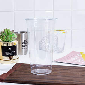 KAIDA 32 oz Logo kustom cetak bening hewan peliharaan transparan plastik Boba cangkir sekali pakai dengan tutup - Product Image 2