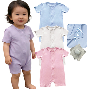 Mameluco de Bambú Ecológico Unisex para Bebé, Mono para Recién <span class=keywords><strong>Nacido</strong></span>, Body Magnético de Manga Corta con Botones Magnéticos - Product Image 3