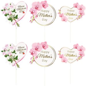 Decorazioni per Torte per la Festa della Mamma, Topper per Cupcake con Fiori e Cuore in Lamina d'Oro, per <span class=keywords><strong>Compleanno</strong></span> della Mamma, Rosa - Product Image 4
