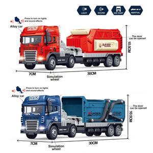 รถบรรทุกของเล่นแบบหล่อขึ้นรูป <span class=keywords><strong>1</strong></span>:<span class=keywords><strong>24</strong></span> พร้อมระบบเสียดทาน รถพ่วงกึ่งโลหะผสมแบบถอดประกอบได้ พร้อมไฟและเสียง - Product Image 2