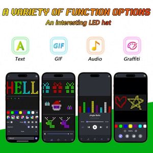 Casquette LED 5 panneaux lumineuse et colorée, rechargeable, lavable, contrôlable par application, pour fêtes, soirées rave et Noël - Vente Flash - Product Image 3