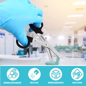 Tijeras para Vendajes de Acero Inoxidable con Hoja Curva y Borde Dentado de Grado Industrial para Trauma y Primeros Auxilios Médicos de Emergencia - Product Image 2