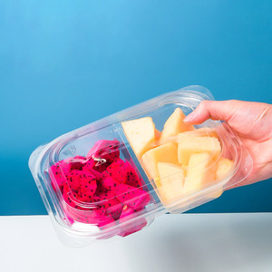 Venta al por mayor plato rejilla fruta cortada ensalada caja de embalaje plástico transparente desechable redondo fresa fruta fresca caja de Blíster - Product Image 3