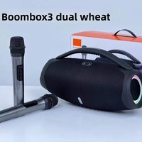 BOOMSBOX3 Tragbarer Outdoor-Lautsprecher mit Handgriff, Kabelloser Lautsprecher mit Doppelmikrofon, Starker Bass-Subwoofer für Zuhause und Camping, Intelligentes Audio