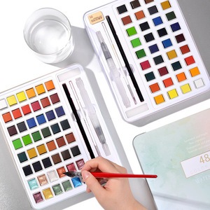 Ensemble de peinture à l'aquarelle pour artistes, 12, 36 ou 48 couleurs nacrées, pigments solides en forme de gâteau, avec pinceau, éponge et palette - Product Image 5