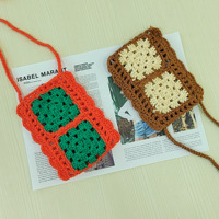 Sac à bandoulière pour téléphone portable en crochet fait main Granny Square pour femmes