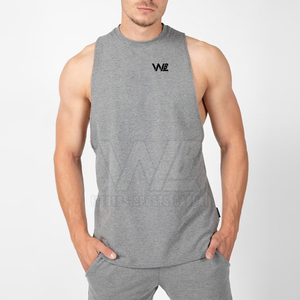 2025 nueva llegada de los hombres sin mangas de algodón lavado a la piedra/poliéster de secado rápido ropa de gimnasio entrenamiento deporte estilo muscular camiseta sin mangas - Product Image 1
