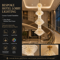 Lustre en cristal de luxe sur plusieurs niveaux, forme de tour dorée, luminaire suspendu en acier pour villa, hôtel, hall d'entrée, escalier