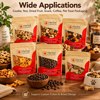 Sachets personnalisés en kraft avec fenêtre transparente et fermeture éclair refermable pour emballage alimentaire de biscuits, noix et snacks