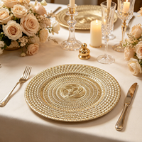 Assiette de Présentation Dorée Électroplaquée PP Style Américain, Motif Nœud Tressé en Relief, Personnalisable, Élégante pour Fêtes – Meilleures Ventes