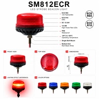 Micro Baliza Giratoria SM812ECR de Montaje con un Solo Perno, 12x3W, ECE R65 R10, 120 Destellos, IP66, 12-24V, Ámbar/Rojo, 3 Años de Garantía