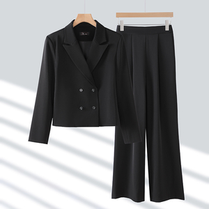 2024 <span class=keywords><strong>costume</strong></span> deux pièces haut de gamme pour femmes nouveau petit <span class=keywords><strong>costume</strong></span> d'automne avec tempérament manteau court et <span class=keywords><strong>pantalon</strong></span> large - Product Image 6