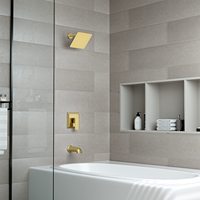 Ensemble de robinetterie de douche avec bec de baignoire, pommeau de douche pluie de 8 pouces et robinet de baignoire, kit de douche et baignoire doré brossé pour salle de bain