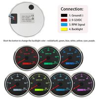 Tachometer LED SX-TECH TACH110-6000 110mm 6000RPM 24V dengan Pengukur Jam untuk Mesin Diesel
