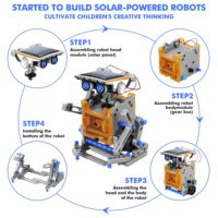 Kit de création de robot solaire STEM 13-en-1, DIY, pour les enfants de 8 à 12 ans, jouet éducatif scientifique pour garçons et filles, robotique solaire à construire