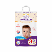 Dafna M Couches jetables pour bébé ultra-absorbantes Taille XXL Mega Pack 56, douces, respirantes, tissées, avec bande magique, 100% Coton, Modèle UZ