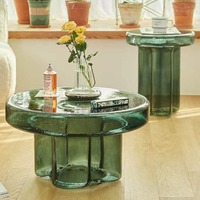Meubles de style nordique centre de café rond bas de luxe petite table basse d'appoint en verre moderne