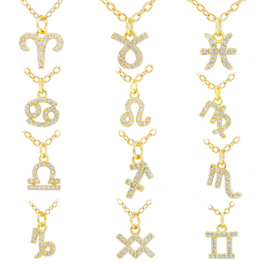 12 segni zodiacali collana con ciondolo collana con zirconi in ottone personalizzazione della collana di costellazione cz - Product Image 1