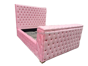 Ensemble de canapé-lit rembourré de luxe OEM pour salon et chambre à coucher, style américain moderne, taille Queen et King, en tissu capitonné et acier inoxydable - Product Image 3