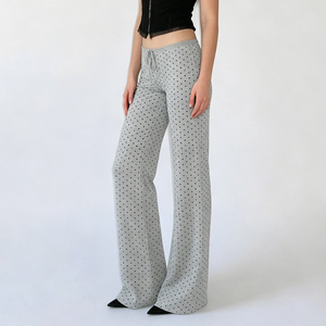 Pantalon long confortable en maille légère, avec cordon élastique, imprimé à pois, extensible, pour le sport et les loisirs - Product Image 5