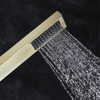 Ensemble de barre de douche coulissante HONGDEC en or brossé, en acier inoxydable, fixation murale, douchette carrée avec tuyau de 150 cm, accessoire de salle de bain