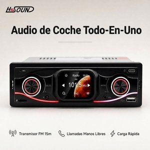 Reproductor MP3 Para Auto 1 Din Pantalla Tactil Radio BT USB AUX FM Con DSP EQ Control Por App RGB LED Universal - Product Image 1