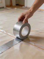 Ruban adhésif thermofusible robuste standard, imperméable, pour emballage industriel, protection des sols, fixation et masquage.