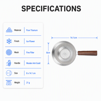 Filtre à thé en titane pur en forme de fleur de glace, portable, avec manche en bois, accessoires pour service à thé en titane, filtre à thé simple