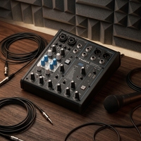 Console de mixage audio professionnelle 6 canaux avec interface USB intégrée pour studio d'enregistrement et diffusion en direct
