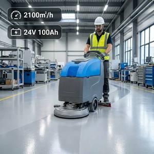 Autolaveuse industrielle autoportée 24V 100Ah à batterie, machine de nettoyage de sols 540mm 2100 ㎡ /h pour l'entrepôt d'usine - Product Image 1