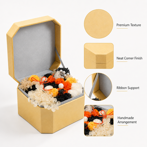 Factory Direct Best Seller Luxury Custom Octagonal Velvet Flower Gift <b>Box</b> Custom Logo Yellow Packaging <b>Box</b> For Valentine's Day - Product Image 3