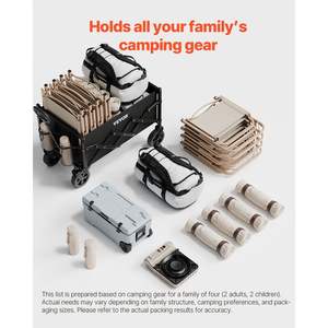 Chariot utilitaire pliable pliable d'une capacité de 225lb Chariot portable léger pour épicerie Camping Chariot de jardin - Product Image 3