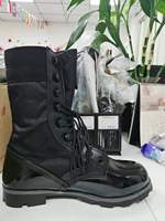 Bottes tactiques longues en cuir brillant à semelle en caoutchouc Panama TSB906, 11 pouces, 28 cm, bottes de service, chaussures de chantier DMS