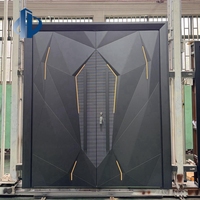 Puerta de Entrada Moderna de Aluminio Fundido con Doble Blindaje, Luz LED con Incrustaciones de Diamantes 3D, a Prueba de Explosiones, Puerta de Seguridad Inteligente para Interiores