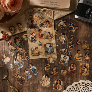 6 autocollants par paquet, série Chronologie des peintures à l'huile, autocollants pour journalisation, autocollants imperméables, fournitures pour journalisation - Product Image 1