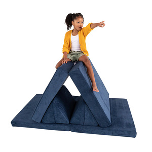 Children's Play <b>Sofa</b> Set Soft <b>Folding</b> Foam Mat For Reading Crawling And Play Blue Unisex 2 To 4 Years Home Use - Product Image 1