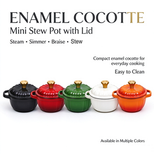 Cocotte <span class=keywords><strong>en</strong></span> <span class=keywords><strong>fonte</strong></span> émaillée 12 cm, mini four hollandais, ustensile de cuisson <span class=keywords><strong>en</strong></span> <span class=keywords><strong>fonte</strong></span> à double poignée pour la préparation de la nourriture pour bébé, les ragoûts et la cuisson - Product Image 1