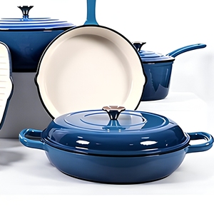 7-piece Enameled Cast Iron Cookware <b>Set</b> Round <b>Pot</b> Lids Colored Enamel Non Stick Oven Safe Dishwasher Double Ears Handle - Product Image 2