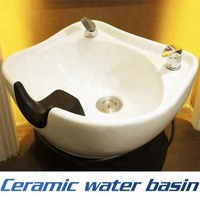 BonnieBeauty Fauteuil de lavage de cheveux électrique moderne et réglable pour salon, en cuir PU, avec bac en fibre de verre rotatif à 90° (pour lavage en position allongée)