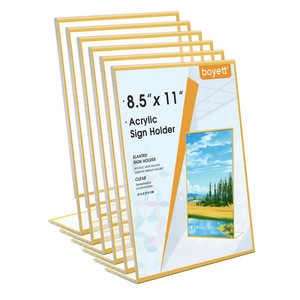 Porta Letreros Acrílicos Modernos para Bodas, Marco Dorado, Números de Mesa, Soporte Inclinado para Menús, Exhibidor Transparente para Folletos y <span class=keywords><strong>Documentos</strong></span> - Product Image 6
