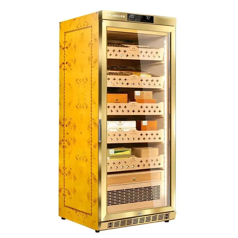 Ready To Ship Raching MON1800A Electronic Cigar Humidor With Spanish Cedar Wood Black Or Gold Color Cabinet