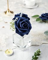 25 Buah Mawar Buatan Tangan dari Busa dengan Sentuhan Realistis, Batang Biru Tua |   Bunga Palsu DIY Buket Pernikahan Dekorasi Pesta Dekorasi Rumah