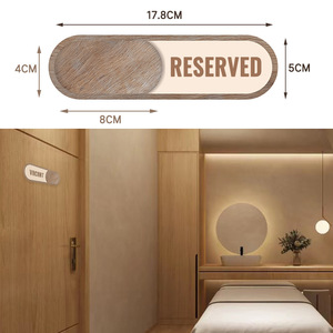 Sliding Status Sign Oval Wood Finish Reserved Vacant Label For Hotel Restaurant Spa Door Use - Product Image 2